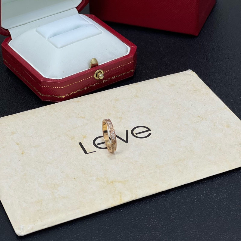 99新Cartier卡地亞Love系列18K玫瑰金窄版滿天星 47號-6