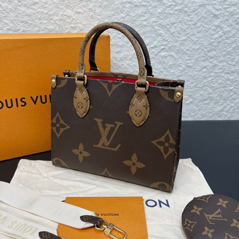 99新LV路易威登經典老花Onthego 小號托特包-7