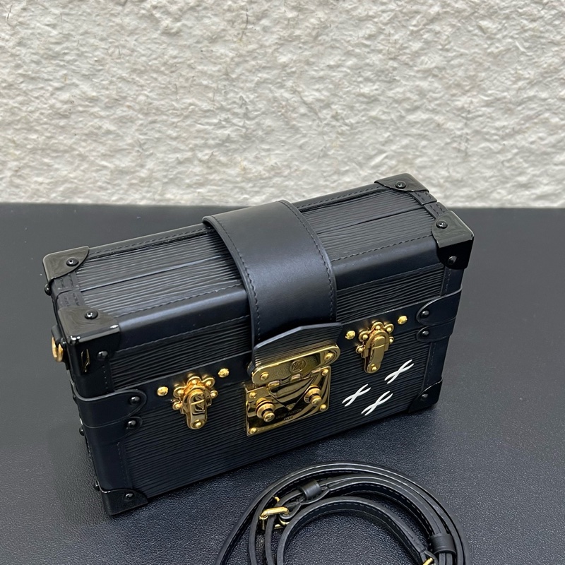 99新LV路易威登水波紋Petite Malle硬盒子單肩斜挎包-5