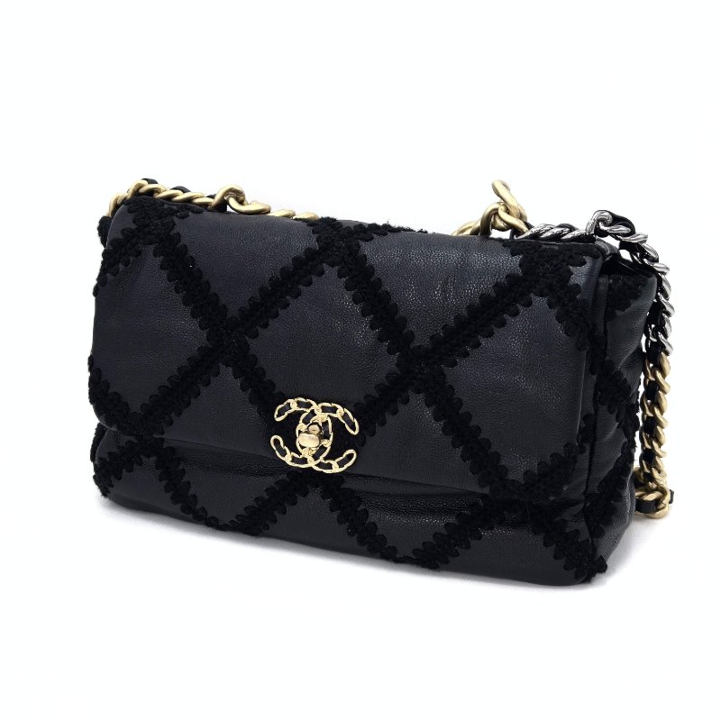 CHANEL 黑金19bag中號外縫線手提斜背鏈條包 30*18*9 98新配件購證 保卡 塵袋-4