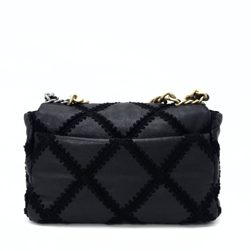 CHANEL 黑金19bag中號外縫線手提斜背鏈條包 30*18*9 98新配件購證 保卡 塵袋-5