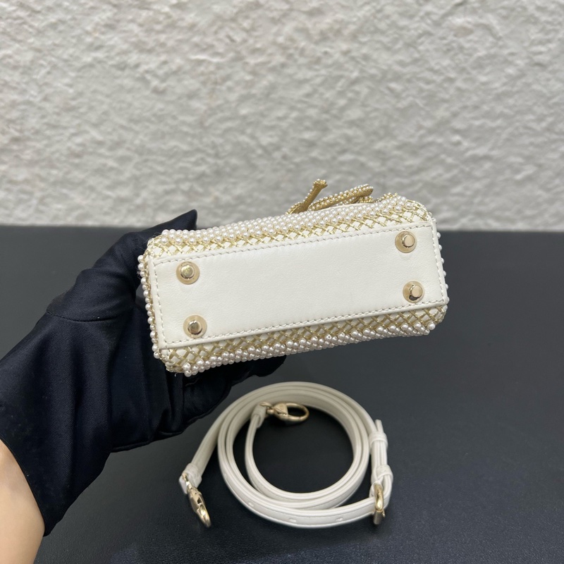 98新Dior迪奧lady dior珍珠戴妃包micro超mini 限量款-4