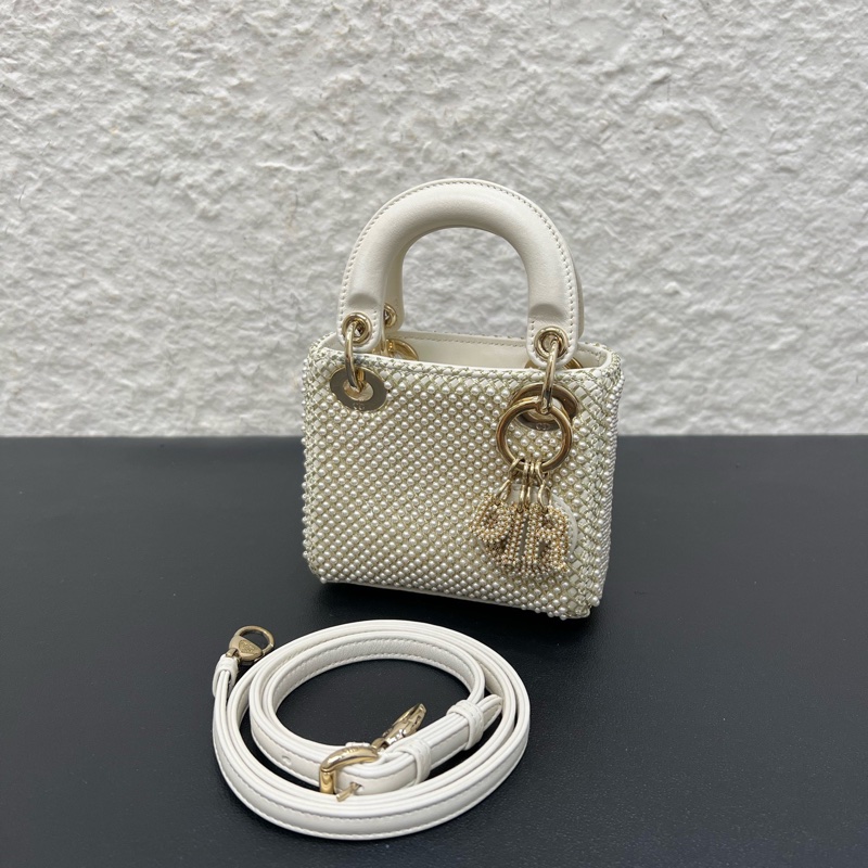 98新Dior迪奧lady dior珍珠戴妃包micro超mini 限量款-6