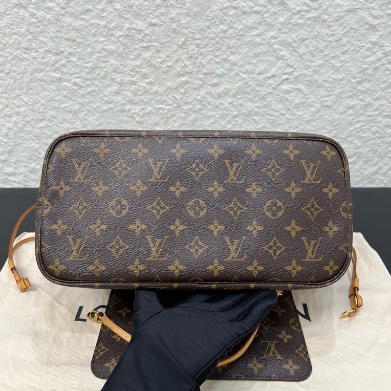 98新LV路易威登Neverfull 中號米色內裡手提單肩腋下包-5
