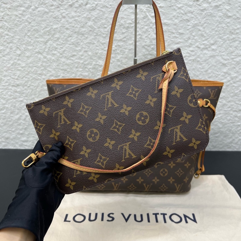 98新LV路易威登Neverfull 中號米色內裡手提單肩腋下包-6