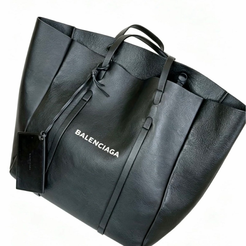 Balenciaga巴黎世家經典黑牛皮Logo標誌托特包-10