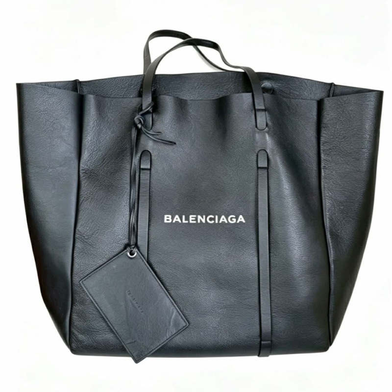 Balenciaga巴黎世家經典黑牛皮Logo標誌托特包-11
