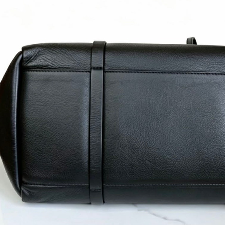Balenciaga巴黎世家經典黑牛皮Logo標誌托特包-15