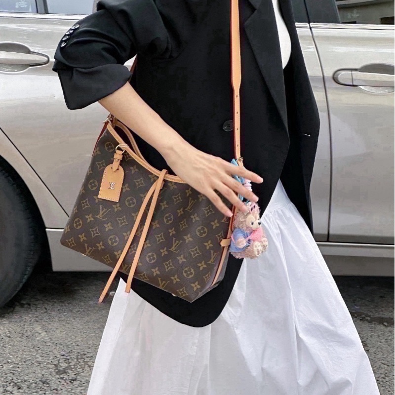 LV路易威登Carryall 小號芯老花子母包購物袋單肩斜挎包-8