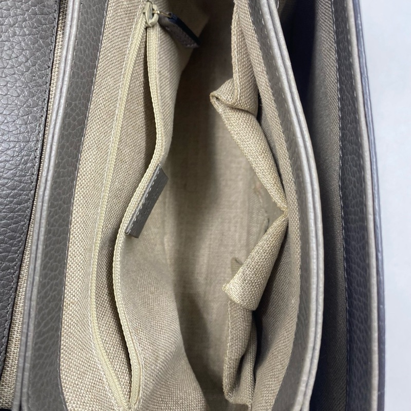 Gucci古馳Interlocking G系列大象灰色牛皮雙G金扣鏈條包單肩斜挎包-8