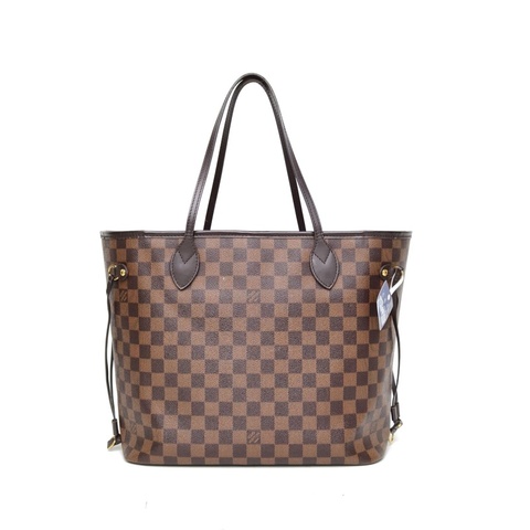 LOUIS VUITTON Neverfull中號棕色棋盤格PVC金扣2018