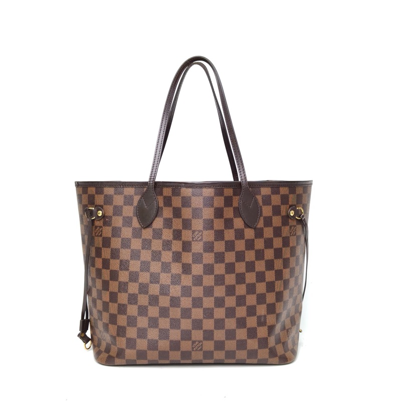 LOUIS VUITTON Neverfull中號棕色棋盤格PVC金扣2018-2