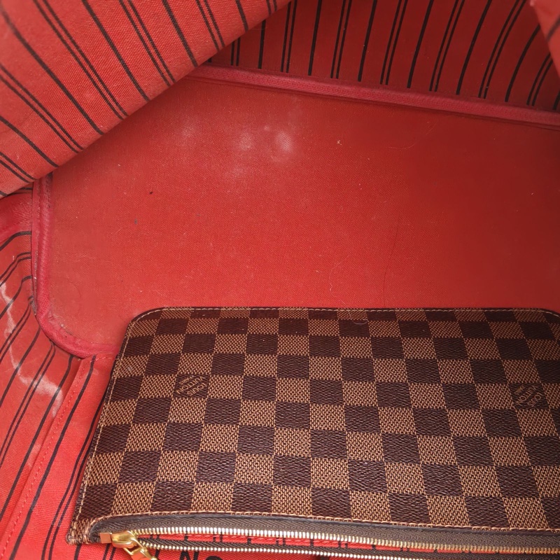 LOUIS VUITTON Neverfull中號棕色棋盤格PVC金扣2018-4