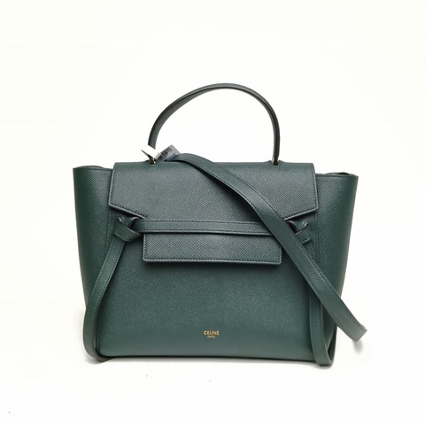 CELINE Belt鯰魚包Micro綠色牛皮金扣