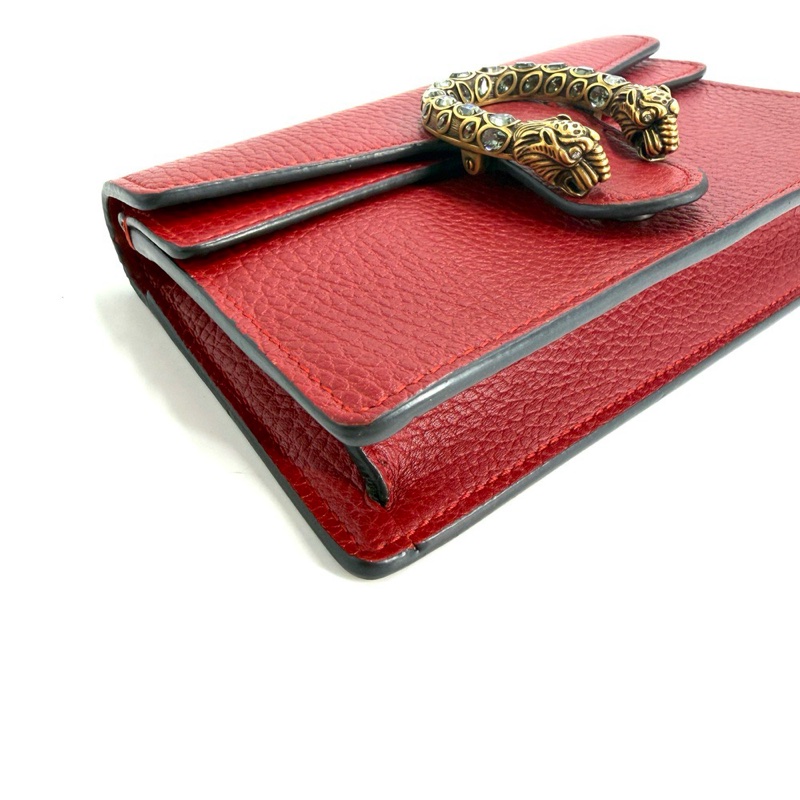 Gucci古馳Dionysus酒神系列Super Mini超迷你紅色牛皮復古金扣鑽扣鏈條包單肩斜跨包-3