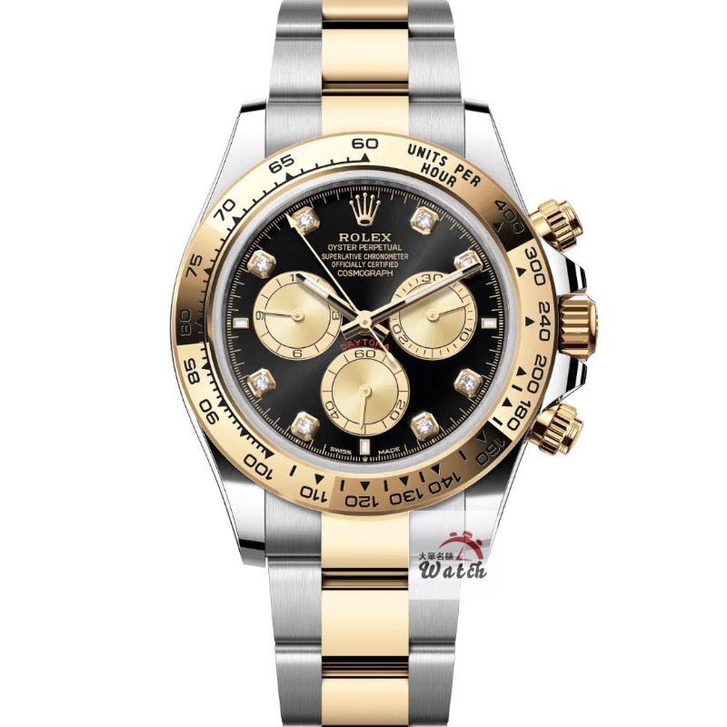 【大眾名錶】 Rolex 勞力士 126503 Daytona 2024/04 最新款 半金迪通拿 黑色8鑽面盤 錶徑40mm B1327-0