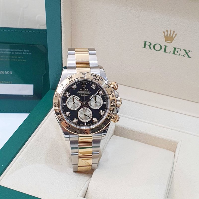 【大眾名錶】 Rolex 勞力士 126503 Daytona 2024/04 最新款 半金迪通拿 黑色8鑽面盤 錶徑40mm B1327-1