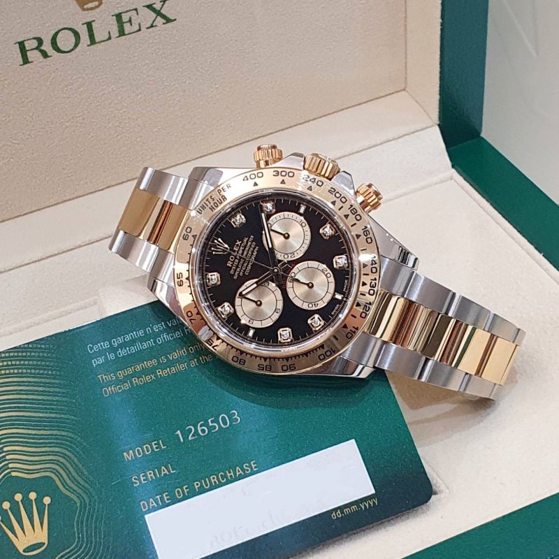 【大眾名錶】 Rolex 勞力士 126503 Daytona 2024/04 最新款 半金迪通拿 黑色8鑽面盤 錶徑40mm B1327-2