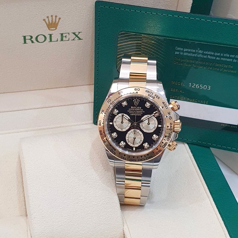 【大眾名錶】 Rolex 勞力士 126503 Daytona 2024/04 最新款 半金迪通拿 黑色8鑽面盤 錶徑40mm B1327-3