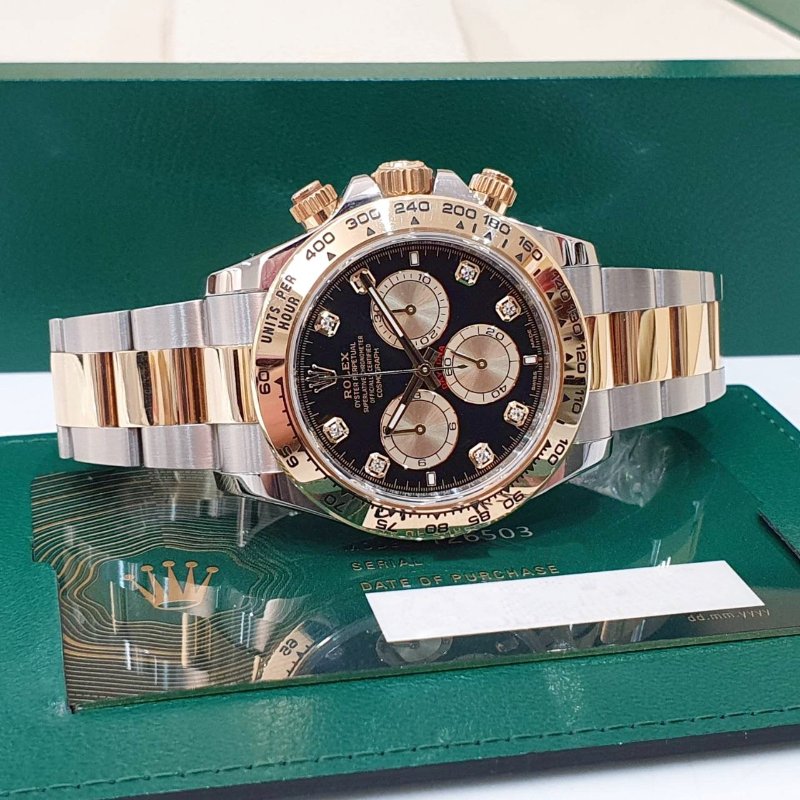 【大眾名錶】 Rolex 勞力士 126503 Daytona 2024/04 最新款 半金迪通拿 黑色8鑽面盤 錶徑40mm B1327-4