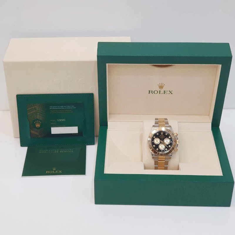 【大眾名錶】 Rolex 勞力士 126503 Daytona 2024/04 最新款 半金迪通拿 黑色8鑽面盤 錶徑40mm B1327-9