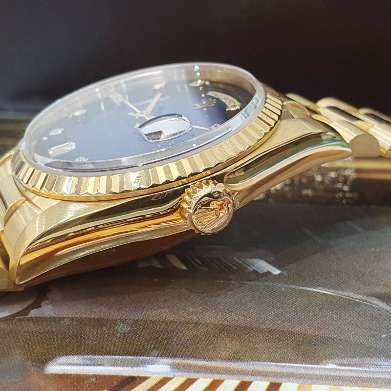 【大眾名錶】ROLEX 勞力士 18238 Day-Date 18K金 台AD 原面未翻寫 漸層藍十鑽面 原帶未整理 錶徑36mm G296-6