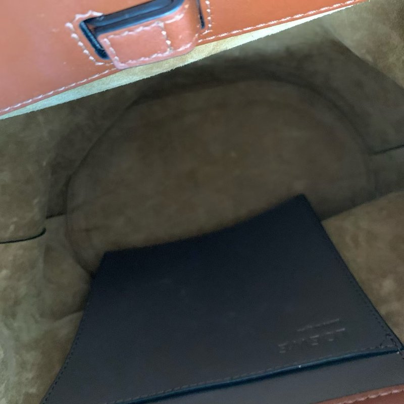 Loewe lazo雙肩帶水桶包斜背包 棕褐色拼焦糖色 23*28*17 98新配件塵袋-8