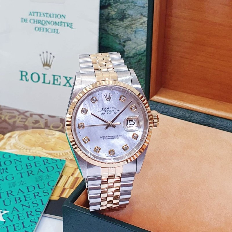 【大眾名錶】ROLEX 勞力士16233 Datejust 蠔式日誌 市面少有 新包台 原廠貝殼十鑽面盤 底蓋原廠貼紙 原帶未整理 B1329-1