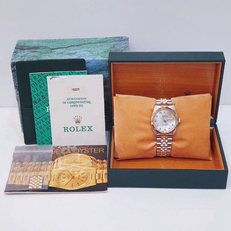 【大眾名錶】ROLEX 勞力士16233 Datejust 蠔式日誌 市面少有 新包台 原廠貝殼十鑽面盤 底蓋原廠貼紙 原帶未整理 B1329-9