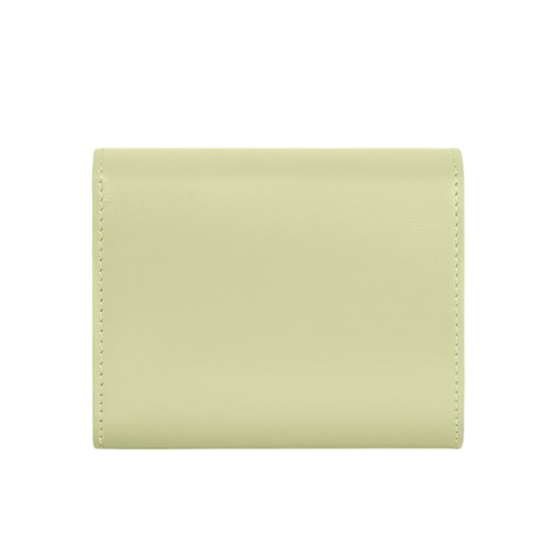【CELINE】Triomphe 凱旋門 亮澤光滑羊皮革 小號 翻蓋 零錢包 卡夾 皮夾 短夾 青檸色 10D783DPV.GJJ8-3