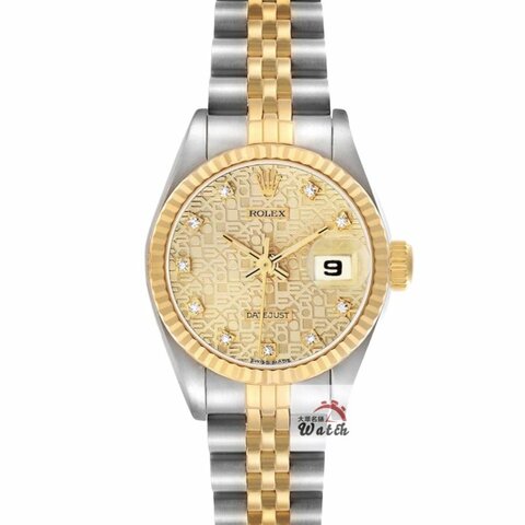 【大眾名錶】ROLEX 勞力士 69173 Datejust 半金女錶 全配件 台灣保單 金色十鑽紀念面盤 錶徑26mm 自動上鍊 G298