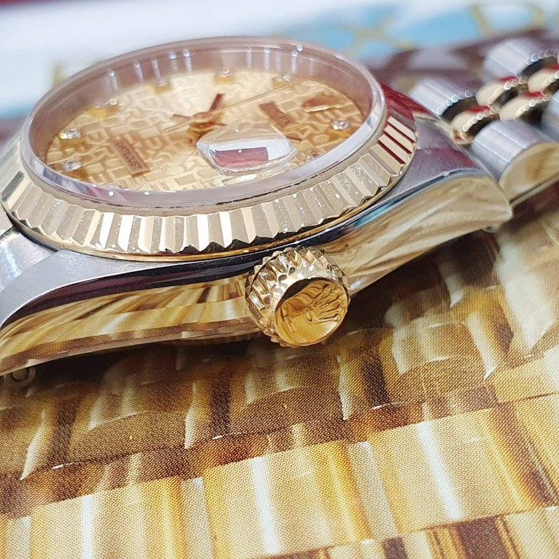 【大眾名錶】ROLEX 勞力士 69173 Datejust 半金女錶 全配件 台灣保單 金色十鑽紀念面盤 錶徑26mm 自動上鍊 G298-6
