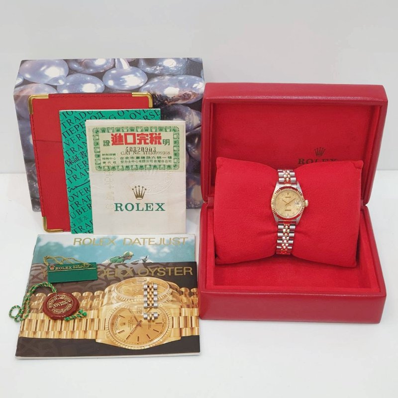 【大眾名錶】ROLEX 勞力士 69173 Datejust 半金女錶 全配件 台灣保單 金色十鑽紀念面盤 錶徑26mm 自動上鍊 G298-9