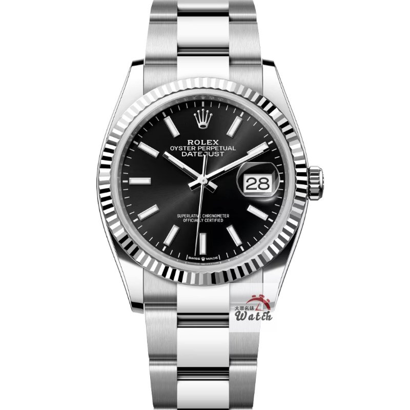 【大眾名錶】ROLEX 勞力士126234 Datejust 蠔式DJ36 2019/10全配 黑色面盤 螢光時標 三版帶 錶徑36mm G301-0