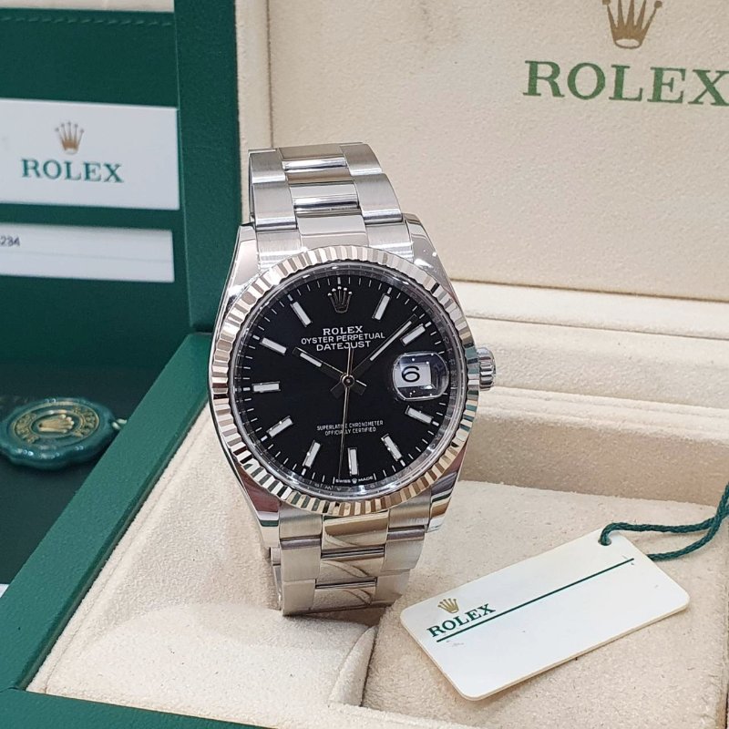 【大眾名錶】ROLEX 勞力士126234 Datejust 蠔式DJ36 2019/10全配 黑色面盤 螢光時標 三版帶 錶徑36mm G301-1