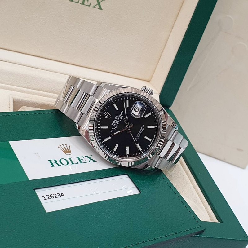 【大眾名錶】ROLEX 勞力士126234 Datejust 蠔式DJ36 2019/10全配 黑色面盤 螢光時標 三版帶 錶徑36mm G301-4