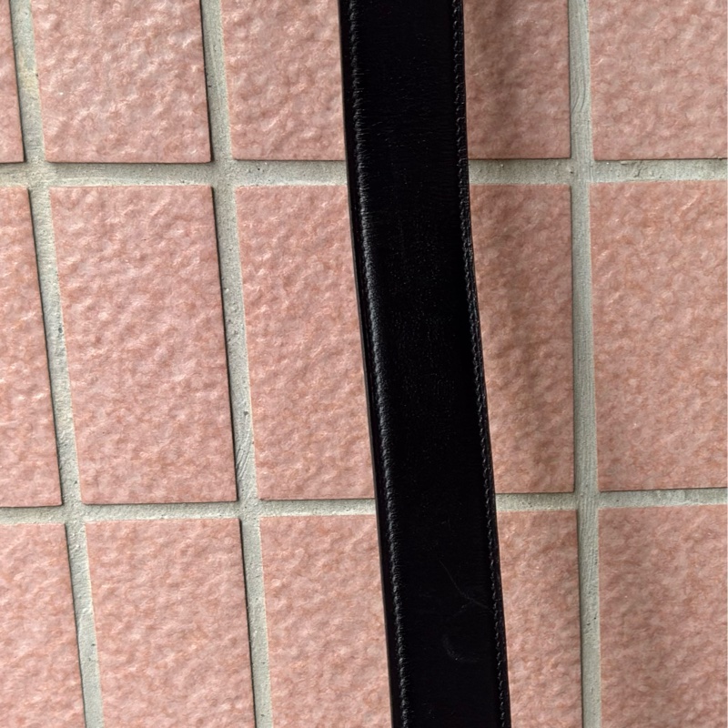 二手HERMES黑拚金棕金釦雙面38mm皮帶-8