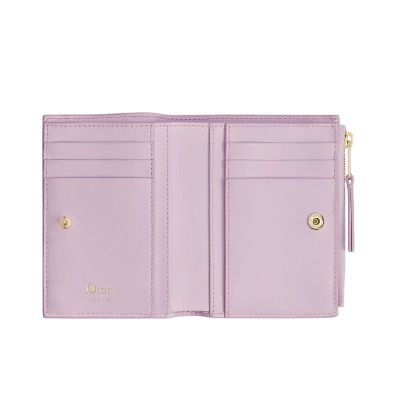 【Dior 迪奧】Salon Dahlia Moulures 壓印凹紋 牛皮 皮夾 卡夾 夢幻粉色 S3812OQWF_20N-2