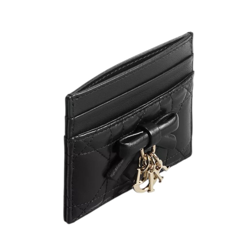【Dior 迪奧】Lady Dior Freesia 籐格紋 羊皮 皮夾 卡夾 黑色 S2604OUQA_900-2