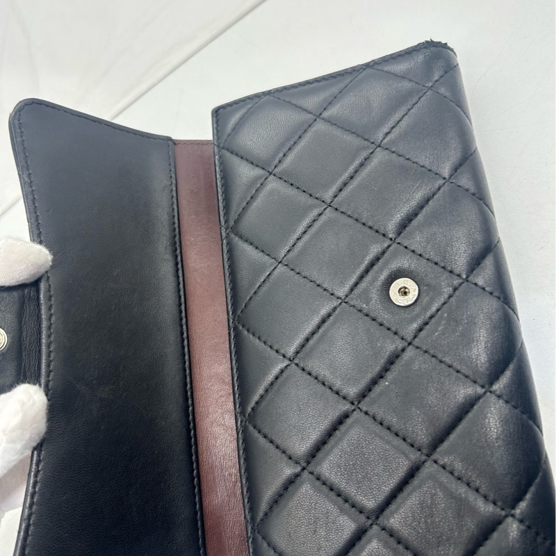 Chanel 黑銀cf長款錢包 16開18cm-5