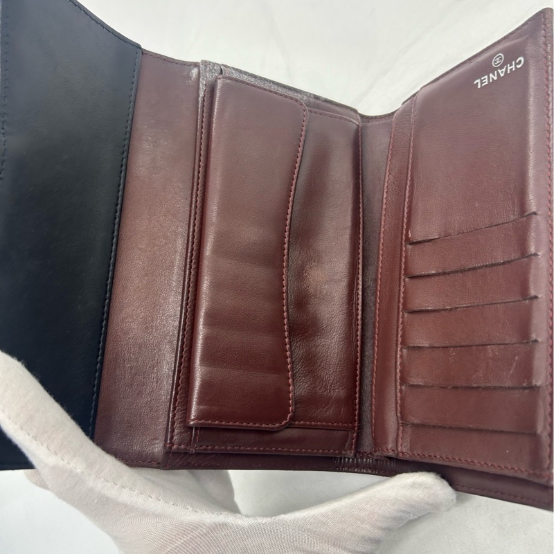 Chanel 黑銀cf長款錢包 16開18cm-6