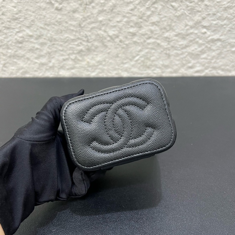 99新Chanel香奈兒23C 黑金荔枝皮mini 盒子包化妝包單肩斜挎包-4