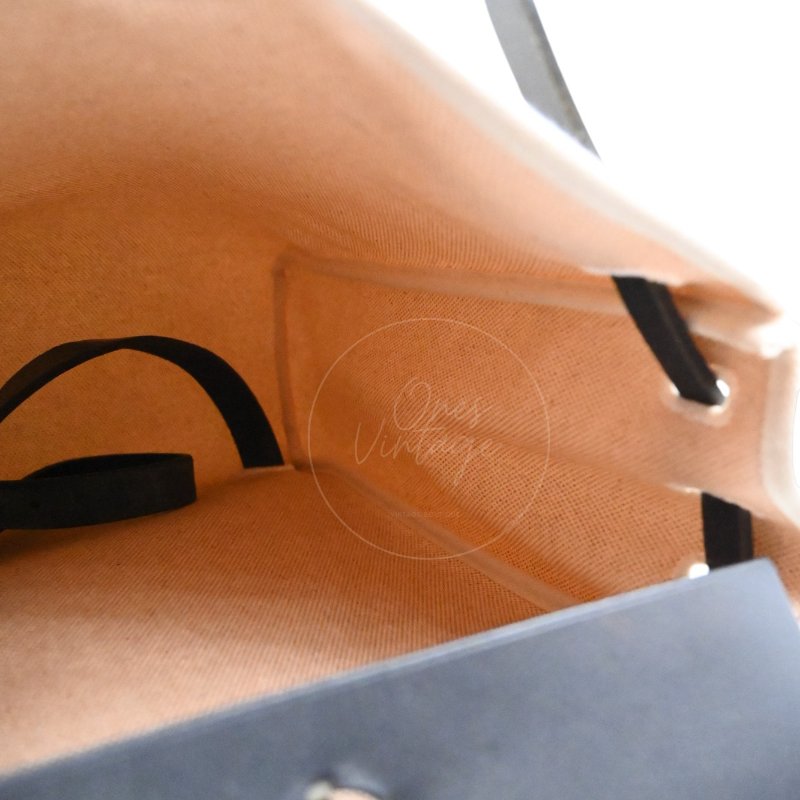 中古 愛馬仕HERBAG米色黑色帆布袋 側背包 肩背包-11