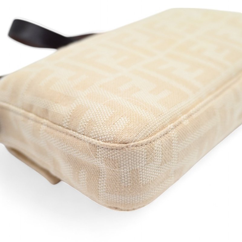 中古 Fendi Zucca Baguette 經典米白象牙色帆布法棍包-8