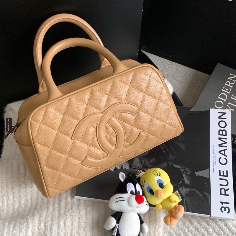 Chanel/香奈兒 03P中古奶茶色保齡球小號 8開 27cm-0
