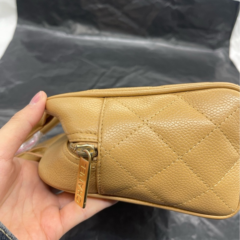 Chanel/香奈兒 03P中古奶茶色保齡球小號 8開 27cm-2