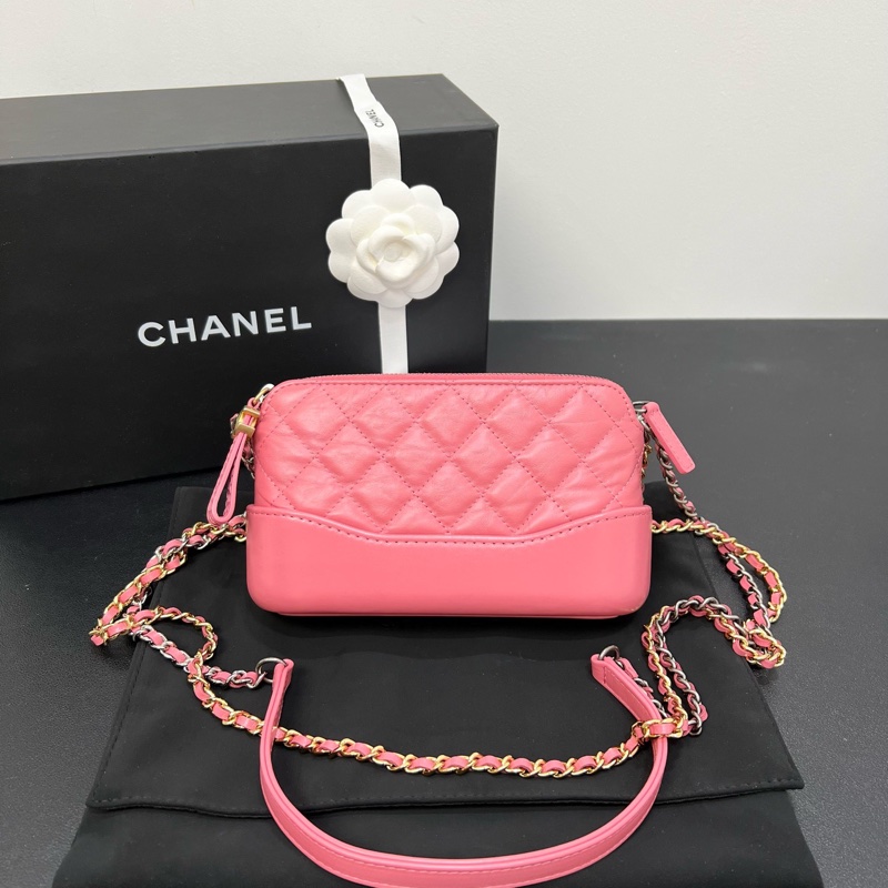 Chanel香奈兒Gabrielle流浪包mini 粉色鏈條單肩斜挎包-1