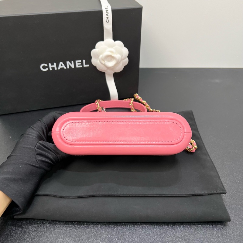 Chanel香奈兒Gabrielle流浪包mini 粉色鏈條單肩斜挎包-4