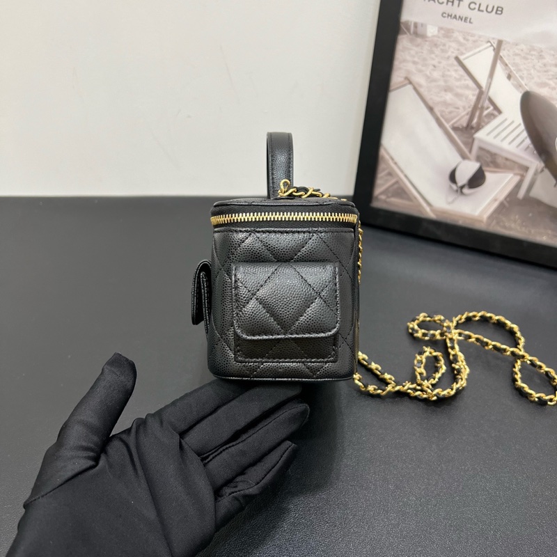 99新Chanel香奈兒23B cargo黑金荔枝皮手柄化妝盒-3