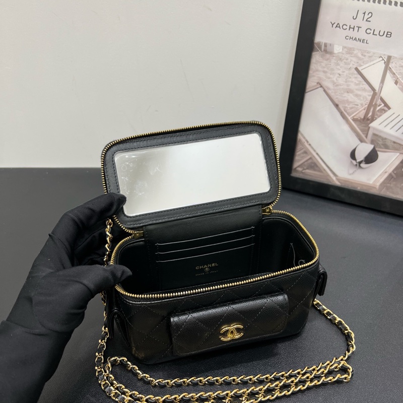 99新Chanel香奈兒23B cargo黑金荔枝皮手柄化妝盒-5
